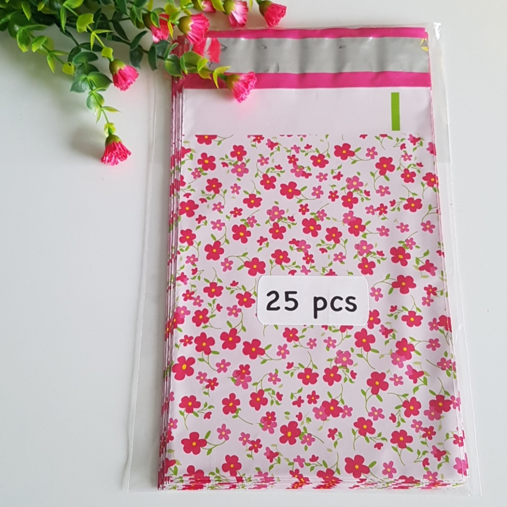 25 pcs Poly Mailers 6"x9" inches Pink Little Flowers
